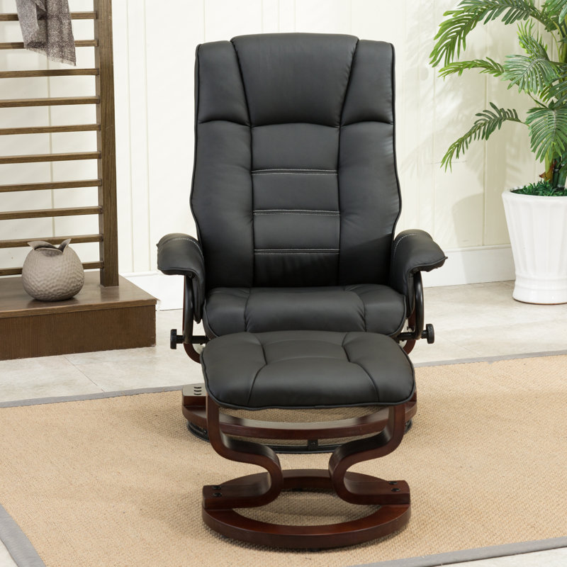 Winston Porter Tameka Leather 22" Manual Swivel Recliner with Ottoman & Reviews Wayfair
